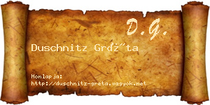 Duschnitz Gréta névjegykártya